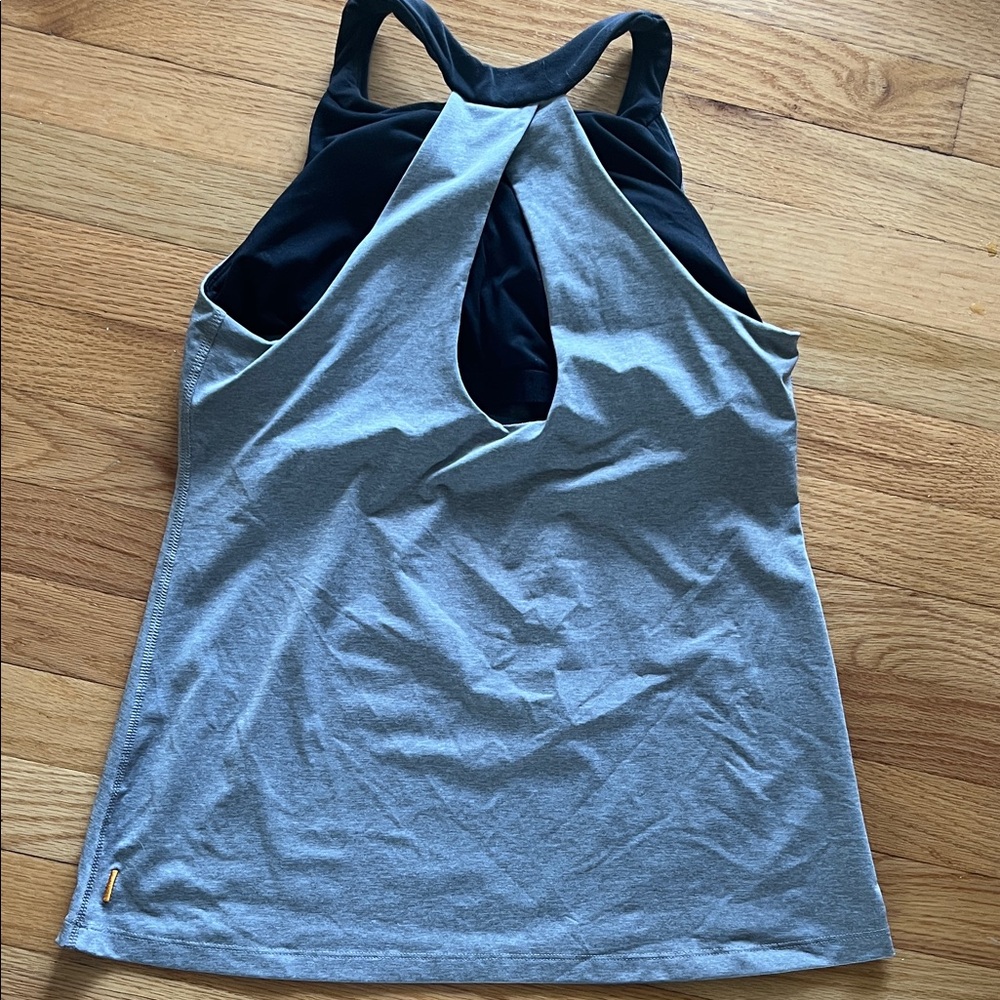 Lucy Heather Gray Tank with Black Trim - Women's Athletic Halter - Picture 3 of 7